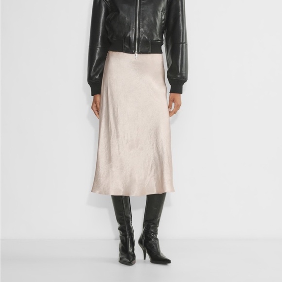 Babaton nude slip satin midi skirt - Picture 7 of 8